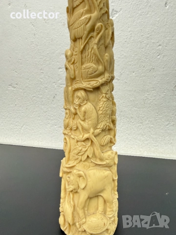 Декоративна гравирана бивна "дървото на живота" №7791, снимка 6 - Антикварни и старинни предмети - 52927260