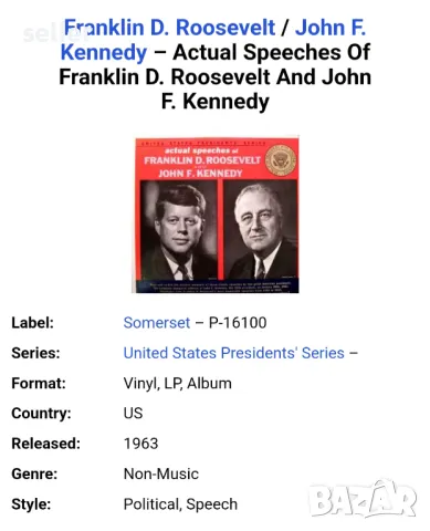 Franklin D. Roosevelt / John F. Kennedy – Actual Speeches Of Franklin D. Roosevelt And John F. Kenne, снимка 3 - Грамофонни плочи - 48978272