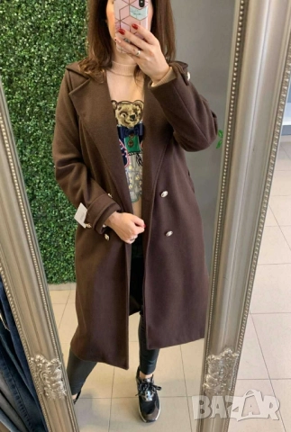 елегантно дамско палто с колан , снимка 4 - Палта, манта - 52019192