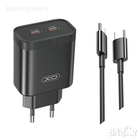 Зарядно/Адаптер 220V XO-L105 / QC 3.0 2xUSB PD 35W + Type-C Кабел / Черен / Баркод : 456285, снимка 1 - Оригинални зарядни - 48492151