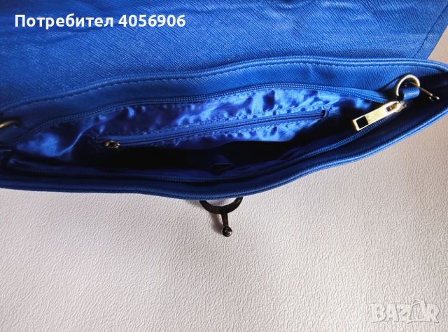 Дамска чанта тип клъч, змийски принт, турско синьо, снимка 3 - Чанти - 46387250