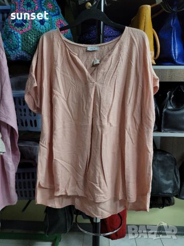 бледорозова ЛЕНЕНА риза,голям размер- 48/50, снимка 1 - Ризи - 45426757