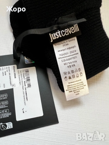 Оригинална Just Cavalli Черна Beanie Шапка – Златна Бродерия Лого – Нова с Етикети – Луксозен Дизайн, снимка 8 - Други - 53506723