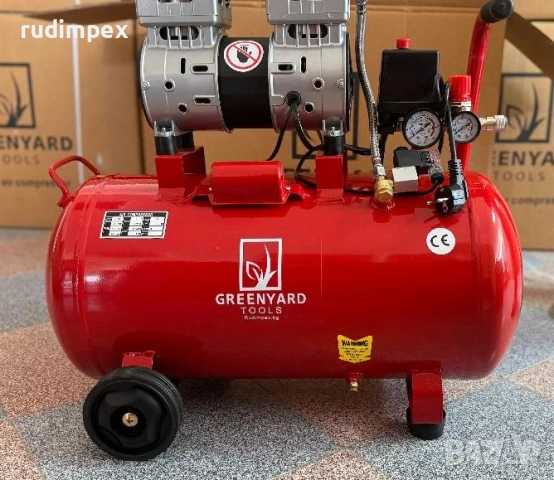 Въздушен Безмаслен компресор за въздух Greenyard 24л / 550W / 0.55HP - JN550 - обезшумен, снимка 3 - Компресори - 46881289