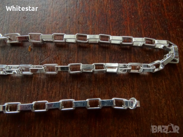 Посребрен мъжки комплект - ланец и гривна, снимка 3 - Колиета, медальони, синджири - 53622968