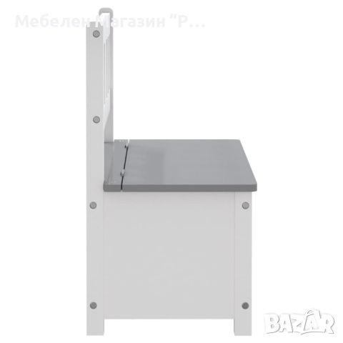 Детска пейка за съхранение, бяло и сиво, 60x30x55 см, МДФ, снимка 4 - Мебели за детската стая - 46037861