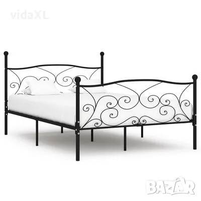 vidaXL Рамка за легло с ламелна основа, черна, метал, 160x200 см(SKU:284458), снимка 1 - Спални и легла - 48792427