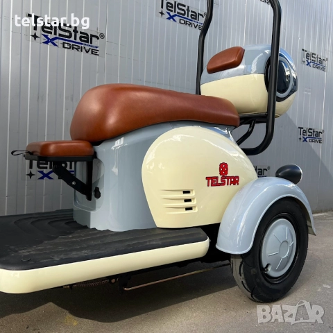 Електрическа триколка ТИП VESPA STYLE ROOF с покрив задно предаване с диференциал 60V 1500W + предно, снимка 4 - Мотоциклети и мототехника - 52411506