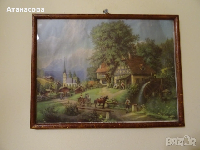 Стара картина "Сутрин на Петдесетница" репродукция от 1935 г, снимка 2 - Картини - 53940961