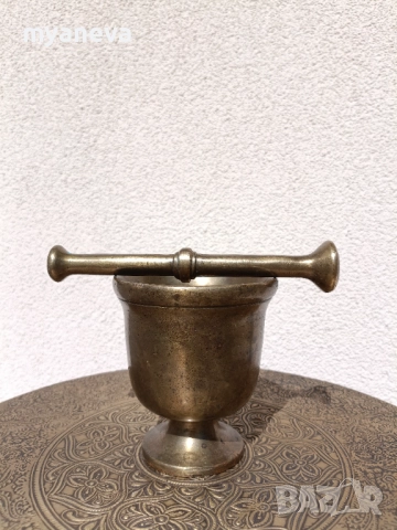 Бронзово , масивно хаванче ( 10 см ) с чукало 16 см. , снимка 2 - Аксесоари за кухня - 51725799