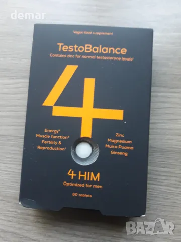 4Him TestoBalance Тестостеронова добавка за мъже - 60 вегански таблетки, енергия и плодовитост, снимка 7 - Хранителни добавки - 46850940