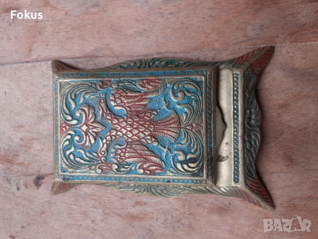 Стар тефтер за бележки бронз емайл двуглав орел