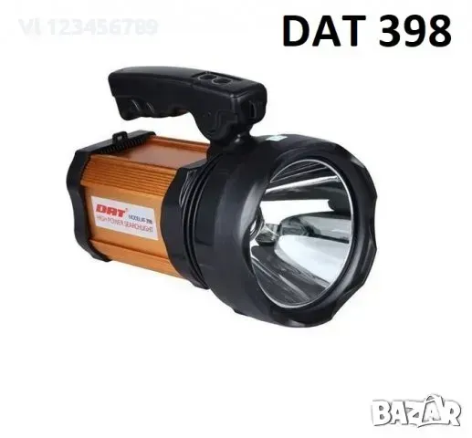 Супер мощен LED акумулаторен фенер DAT AT-398, снимка 1 - Къмпинг осветление - 49510089