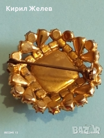 Стара скъпоценна брошка с фасетирани ювелирно камъни ЦИТРИН 52255, снимка 8 - Други - 52569859