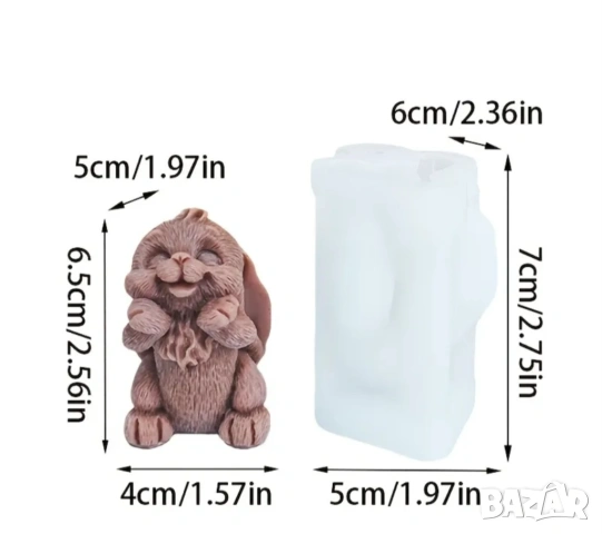 Молд зайче с пеперуда (1), снимка 5 - Форми - 53039785