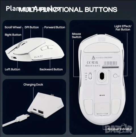 AJAZZ AJ139V2-Безжична гейминг мишка 1000Hz c 2.4G и кабелна връзка, снимка 5 - Клавиатури и мишки - 52944944