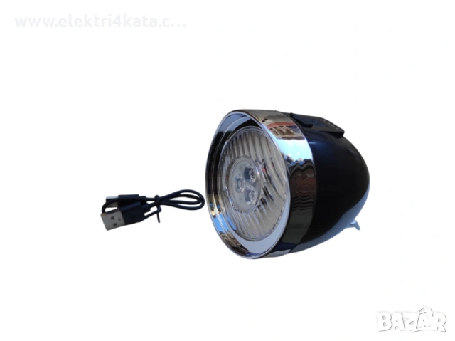 Ретро LED фар за велосипед с 3 диода и USB Type-C зареждане, снимка 2 - Аксесоари за велосипеди - 53904692