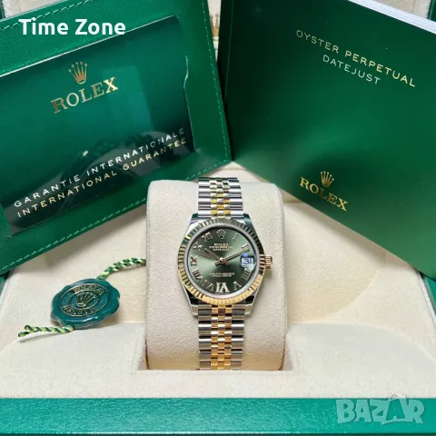 Rolex Datejust 36mm Two-Tone Yellow Gold Green Dial Diamond Automatic Дамски Различни Варианти, снимка 2 - Дамски - 48183096