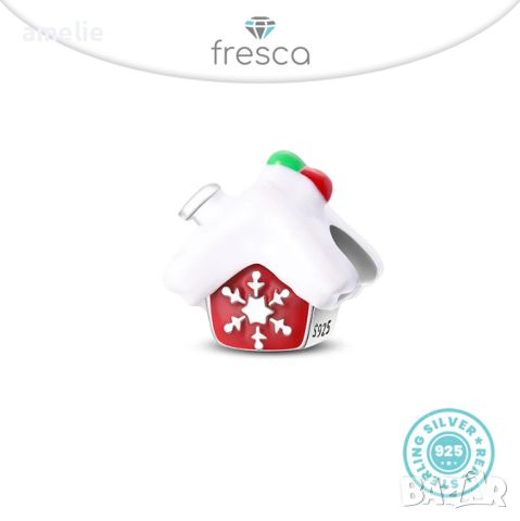 Талисман Fresca по модел тип Пандора Pandora сребро 925 Christmas House Коледни. Колекция Amélie, снимка 1 - Гривни - 43062600