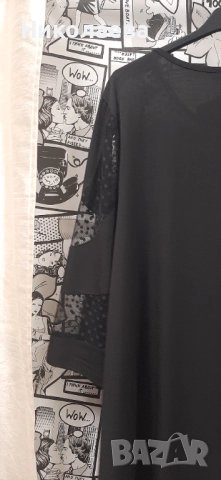 Макси туника в черно с ефектен тюл-точки!, снимка 5 - Туники - 52307506