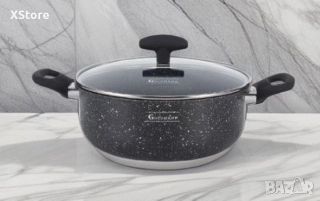 Тенджера Goldmann, Алуминий, Мрам. покр., Черен, снимка 2 - Съдове за готвене - 52507707