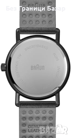 Нов Мъжки соларен часовник Braun, черен циферблат и кожена каишка, снимка 4 - Мъжки - 52134943