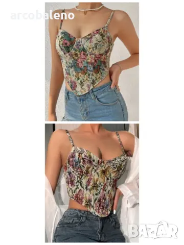 Дамска нова улична ретро камизолка с цветя, 2цвята