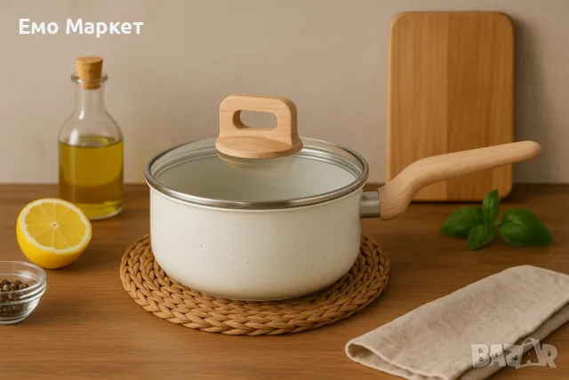 Касерола с капак Voltz Nice, 18x8.5см.\2.1л., Кован алуминий, Мраморно покр., Индукция.