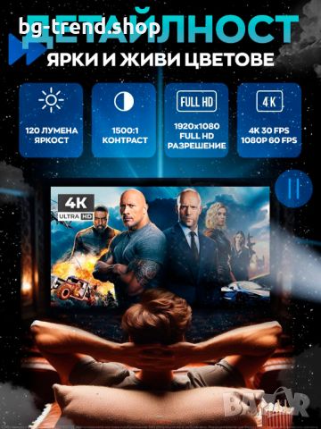 Smart Проектор Vidzy 4k, снимка 2 - Плейъри, домашно кино, прожектори - 46648029