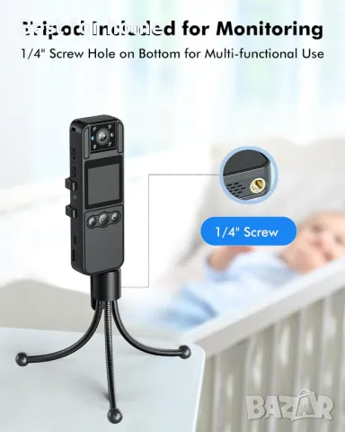 BOBLOV A26 Малка  камера за носене на тяло 64GB, снимка 7 - Камери - 50323872