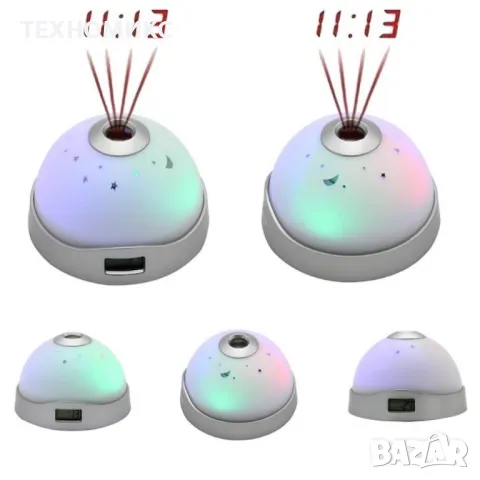 Детска лампа с прожектор нощно небе, Часовник, Многоцветна, Night lamp, Multi colored night sky