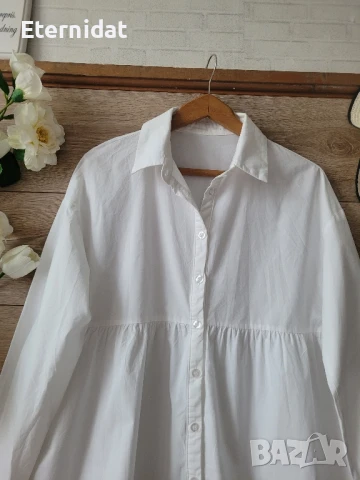 Дълга бяла риза , снимка 5 - Ризи - 51033295