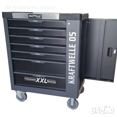 Количка с метален плот със 7 чекмеджета ,6 от които са пълни с инструменти KRAFTWELLE , XXL-05, снимка 2 - Други инструменти - 50328193