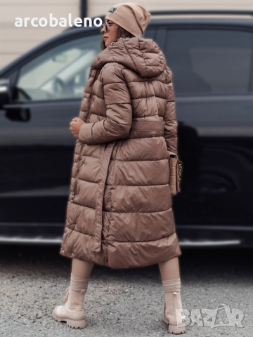 Дълго реверсивно ватирано дамско яке с качулка VELVETTI, 3цвята , снимка 14 - Якета - 47390331