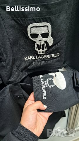 *Karl Lagerfeld* Дамска асиметрична риза в черен цвят с бродирано лого, снимка 4 - Ризи - 45767952