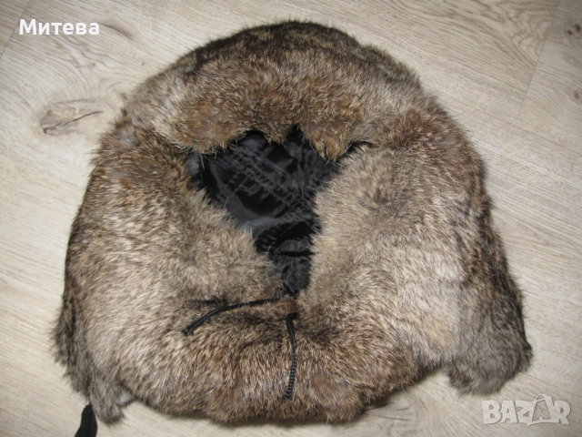 Дамска ушанка естествена кожа, снимка 2 - Шапки - 52777367