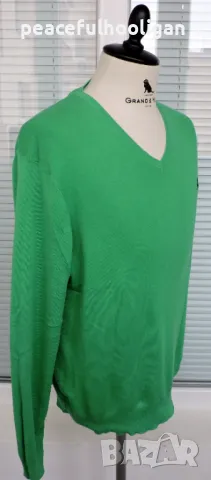 Polo By Ralph Lauren Men`s Green Pima Cotton Long Sleeve V-Neck Jumper Size L, снимка 7 - Пуловери - 49034369