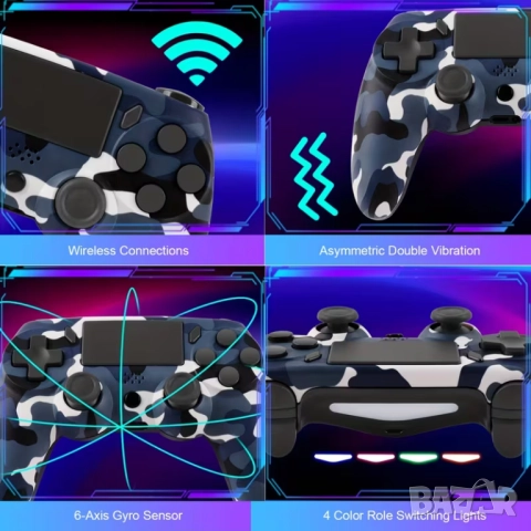  Безжичен Гейм контролер за P4/P3/PC Camouflage Series - Джойстик, снимка 3 - Аксесоари - 52789656