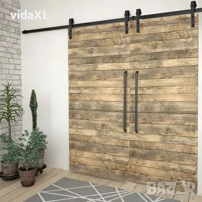 vidaXL Механизми за плъзгаща врата, 2 бр, 183 см, стомана, черни(SKU:3059844), снимка 3 - Други - 48995113