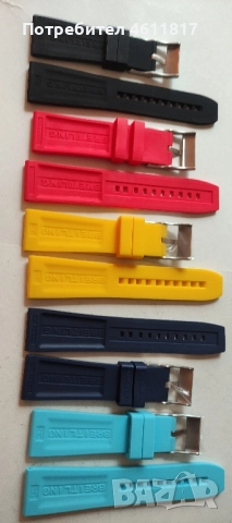 Силиконови каишки BREITLING 24мм, снимка 6 - Каишки за часовници - 52107609