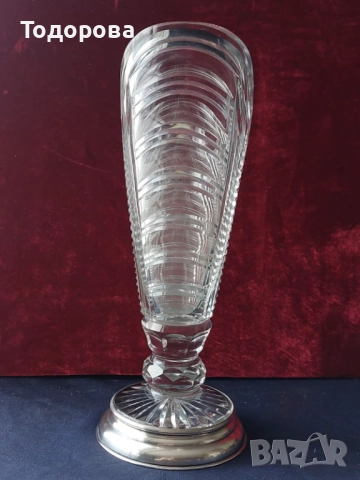 Авторски Кристални вази и кана със сребърен обков,среро 900/чаша,кана/, снимка 10 - Вази - 52017802