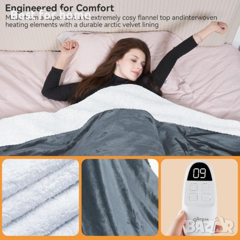 Електрическо отопляемо одеяло Olycism 200x180 см. с 9 нива на нагряване , снимка 6 - Олекотени завивки и одеяла - 53537649