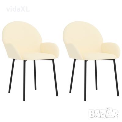vidaXL Tрапезни столове, 2 бр, кремави, изкуствена кожа（SKU:344755