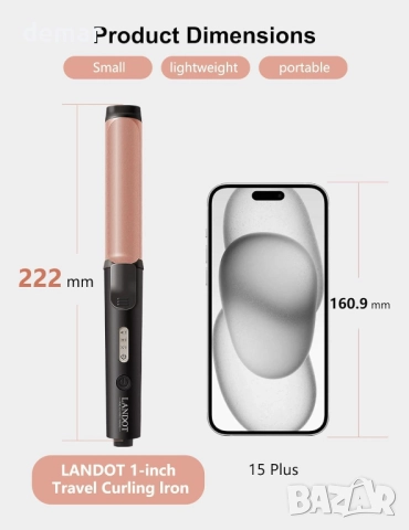 LANDOT Мини маша за коса 25 мм, бързо нагряване, 110-240V, регулируема температура, снимка 2 - Маши за коса - 52303584