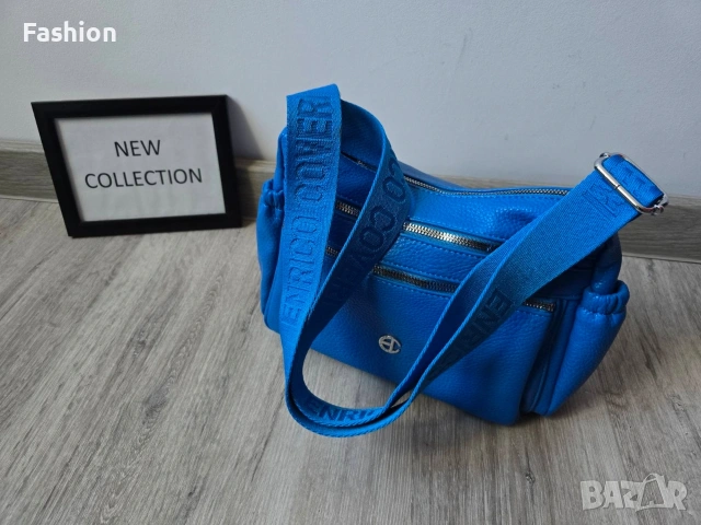 Нова дамска чанта в син цвят с дръжка от плат на намаление, снимка 2 - Чанти - 53205228