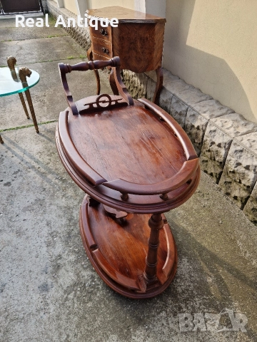 Страхотна антикварна белгийска количка за сервиране масив дърворезба , снимка 7 - Антикварни и старинни предмети - 52653390