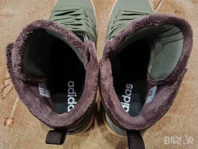 Чисто нови топли оригинални мъжки зимни кецове Adidas 44 ти номер Зелени, Еко кожа, Полар, снимка 7 - Мъжки боти - 52805773