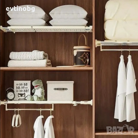 Разтегателен телескопичен рафт без пробиване 50–80 см – универсално решение за кухня, баня и гардеро, снимка 4 - Други - 53896526