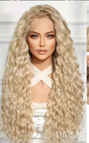 Дълга къдрава, омбре перука 81 см, снимка 6 - Аксесоари за коса - 50589057