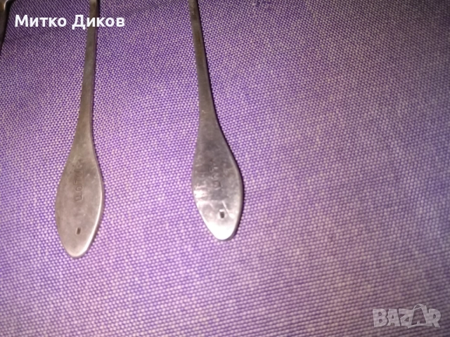 Лъжички малки СССР винтидж мелхиор 5 броя 120мм, снимка 6 - Прибори за хранене, готвене и сервиране - 51515949